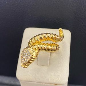 14k yellow gold diamond snake ring